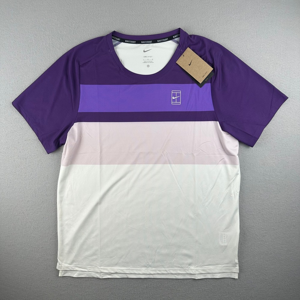 Nike NikeCourt Dri-FIT Advantage Tennis Top Mens Large Purple White FZ9845-507